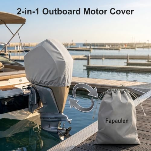 Fapaulen Waterproof 1200D Marine-Grade Boat Cover for 16-18.5 ft Bass Boats, Oyster Gray with Adjustable Straps & Metal Hooks