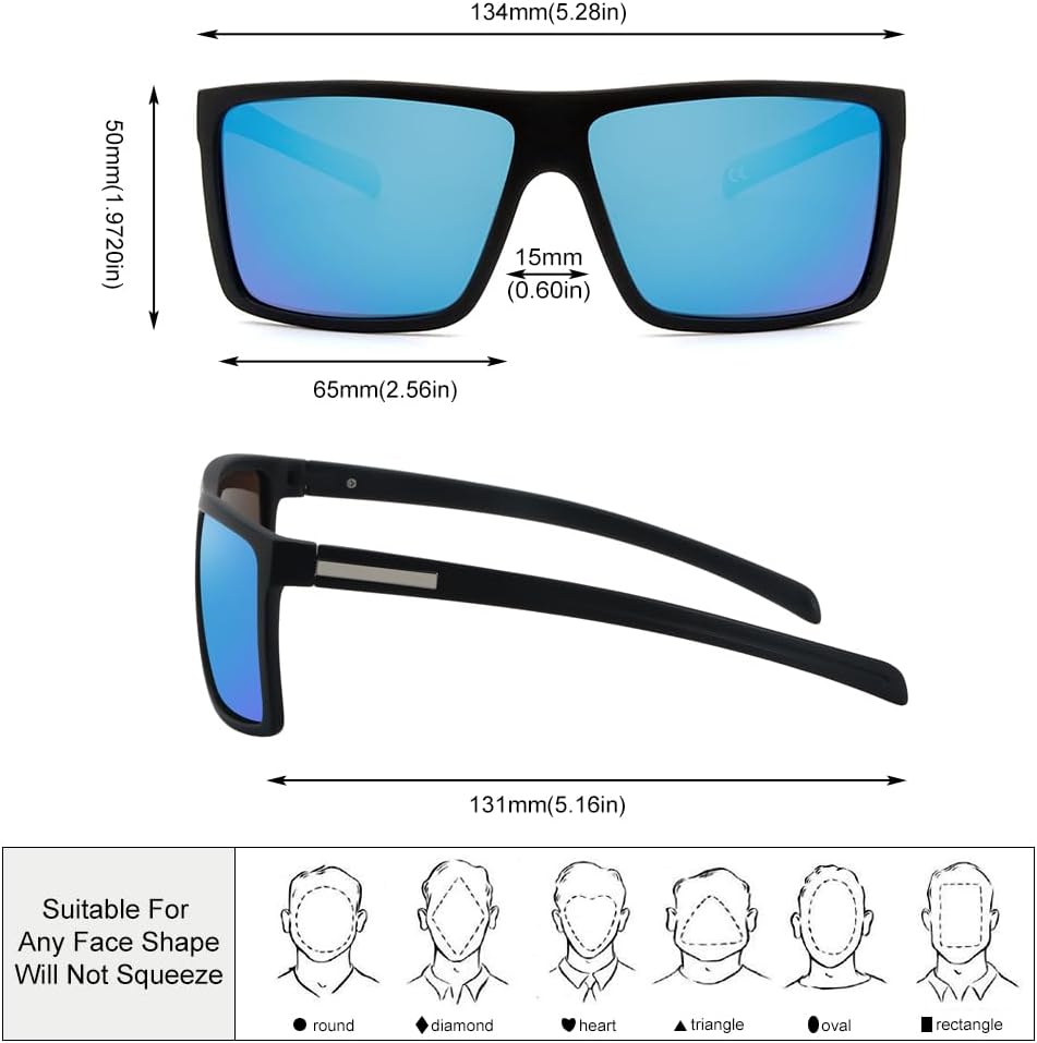 Skiennix Men’s Classic Square Polarized Sunglasses - Lightweight UV Protection Eyewear for Driving