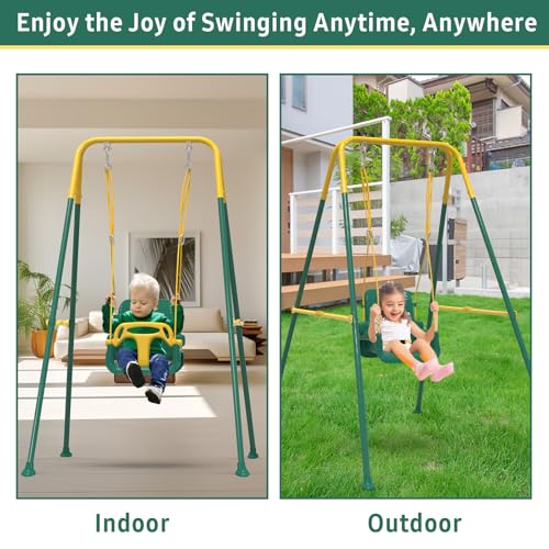 Yozoia Green Multifunctional Toddler Swing - Foldable Indoor & Outdoor Baby Swing