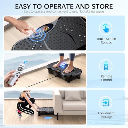GMCXAX Black Vibration Plate Exercise Machine for Weight Loss & Muscle Recovery