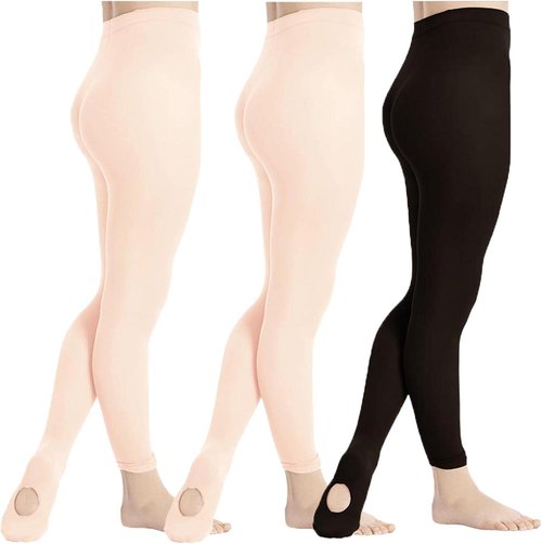 DIPUG Girls' Convertible Ballet Tights - Soft Transition Dance Tights for Toddlers & Kids