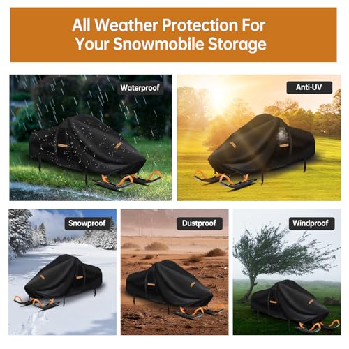 Extra Thick Waterproof Snowmobile Cover 420D Oxford Fabric with Windproof Buckles