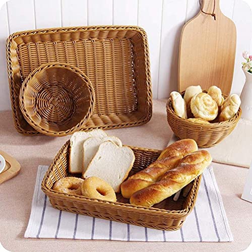 Imitation Rattan Woven Bread Baskets, 11.8 x 7.8 Inch Food Serving Baskets