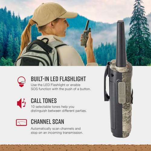 Cobra RX380 Walkie Talkies 2-Pack with Camo Variation, 40 Channels, Weather-Resistant