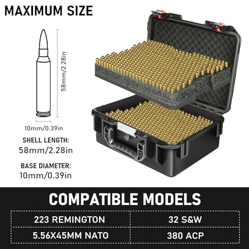 HOSOCASE 2-Layer Waterproof Ammo Storage Box 1004 Rounds for 5.56/.223