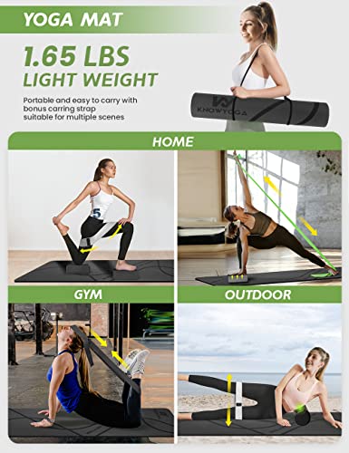 KNOWYOGA 12-in-1 Black Yoga Starter Kit with Mat, Blocks, Resistance Bands & Foam Roller