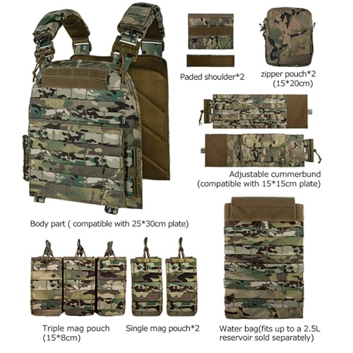 Tactical Outdoor Vest with PALS Molle System - Quick Release Adjustable Hunting Vest, One Size Cp