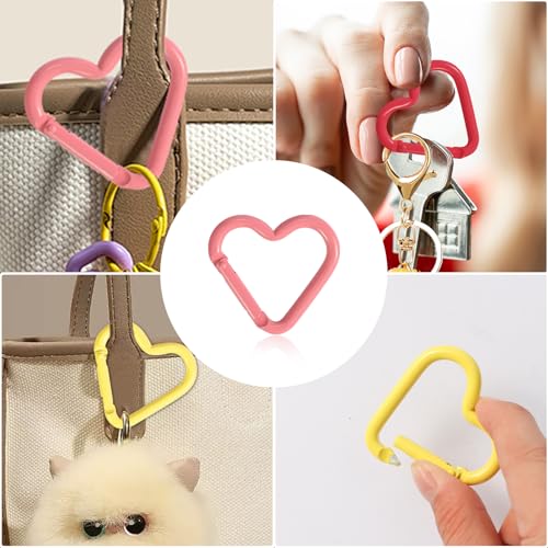 Colorful Heart-Shaped Aluminum Carabiner Clips - Camping & Outdoor Accessories