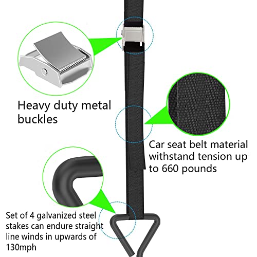 Heavy Duty Trampoline Stakes Anchors Kit - Black 4 Pack 15.84" Galvanized Steel Wind Anchors