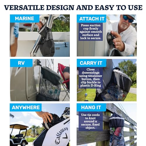 Mesh Trash Bag with Locking Suction Cup and Litter Guard for Outdoor Use - 1 Unit