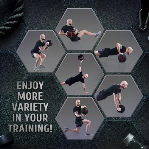ZELUS 20 lb Dual Grip Exercise Medicine Ball for Strength & Core Training
