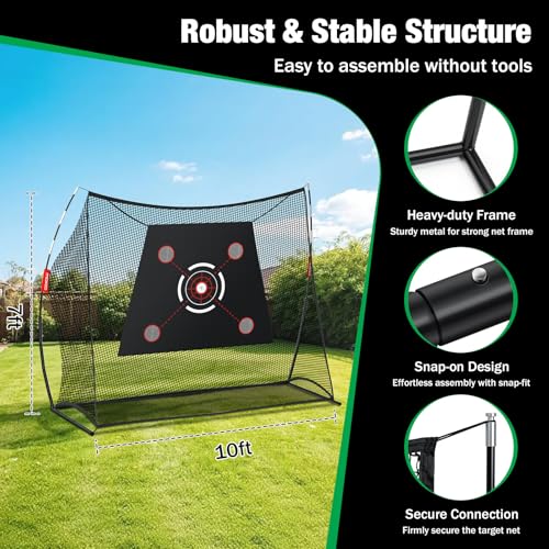 Golf Practice Net 10x7ft with Targets - Portable Hitting Net for Backyard Indoor & Outdoor Training - Improve Swing & Accuracy (Variation of THIS listing)