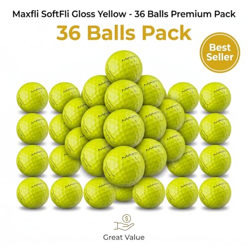Maxfli SoftFli Golf Balls 36-Pack - Low Compression, Durable Yellow Golf Balls for Distance & Control