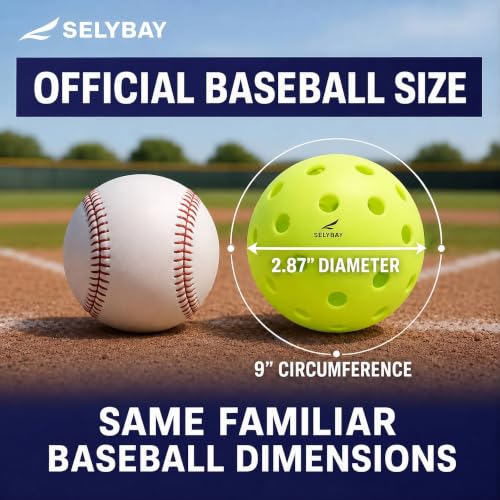 9 Inch Plastic Baseballs for Tee Ball & Hitting Practice - 6 Pack with Mesh Bag