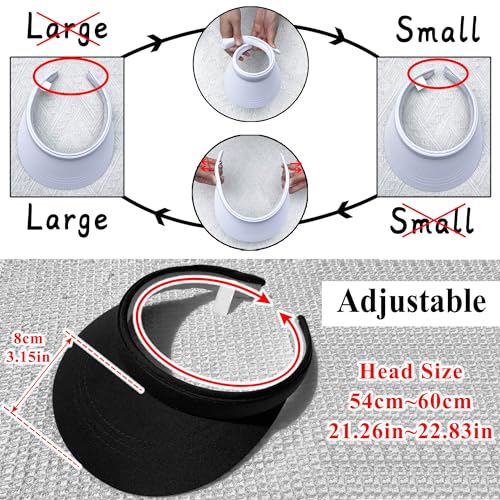 Adjustable Sports Sun Visor Hat for Women Men Outdoor Golf Beach Cap - Black Navy Khaki 6 3/4-7 1/4