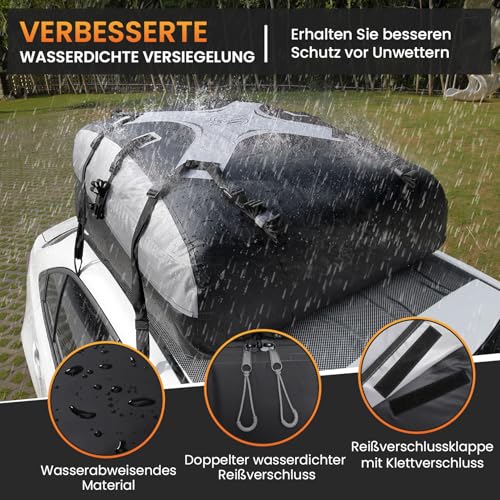 Sailnovo Classic Gray-Black Car Roof Bag 20Cu Ft Universal Fit for Most Vehicles