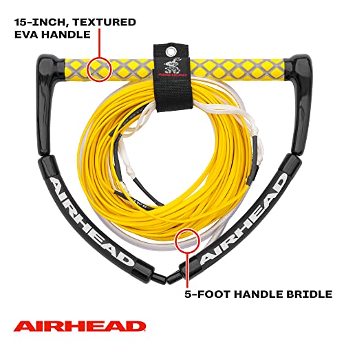 Airhead Dyneema Wakeboard Rope & Handle Set - Yellow, 75ft, No Stretch, 1700 lb Break Strength
