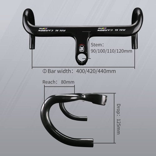 Yccyctrek carbon handlebars road bike handlebar for road bike integrated handlebar Bicycle Carbon Fiber Road Bars Internal Routing Drop Bars Cycling handle bar 440*120mm Components & Parts UD Glossy