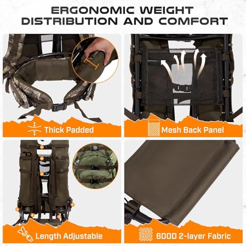 TR Aluminum External Frame Backpack Camouflage Hunting & Hiking Pack