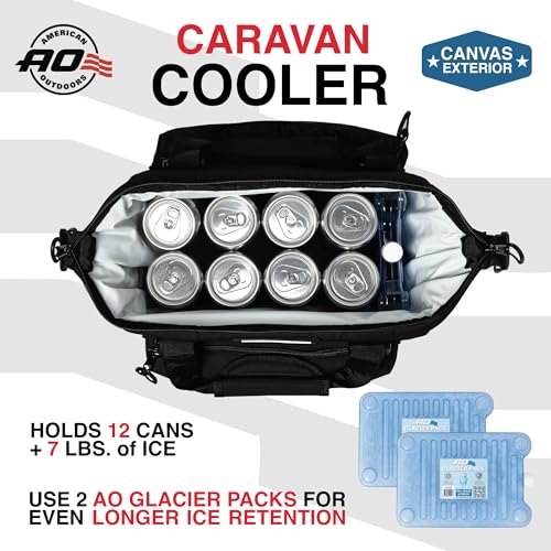AO Coolers Caravan Canvas Soft Cooler 12-Can Black with Oversized Pockets
