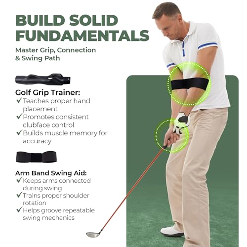 6-in-1 Golf Swing Trainer Set with Divot Board & Alignment Sticks - Indoor & Outdoor Practice Aid