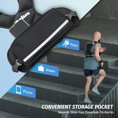 Weighted Vest for Men Women - Adjustable 11-20 lb Fitness Vest with Removable Weights - Black