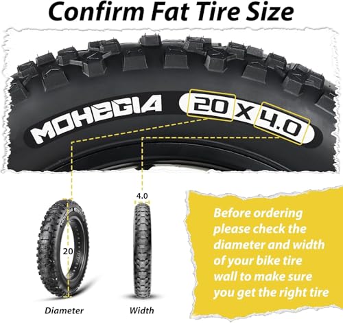 MOHEGIA 20x4.0 Fat Bike Tires Set with 2 Tubes - All-Terrain E-Mountain Bicycle Replacement