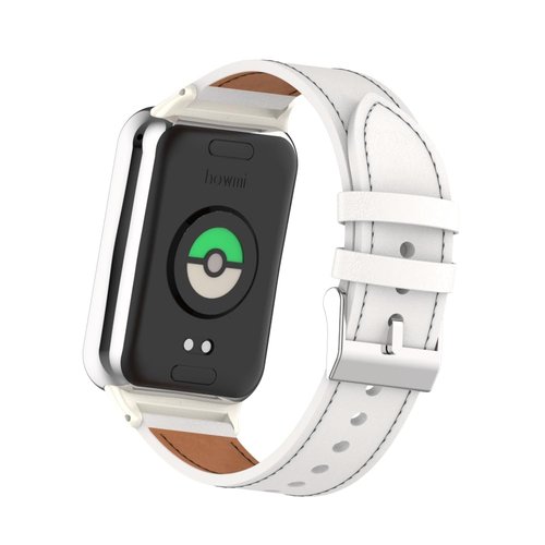 HOPMC Mi Band 8 Pro Fashion Metal Leather Bracelet Replacement Wristbands Strap Compatible for Xiaomi 8 Pro Leather Strap （Not included Tracker ） (White), 230MM