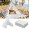 Beeveer White 47"x51" Lace Teepee Tent & Extra Large Boho Picnic Blanket 91"x72"