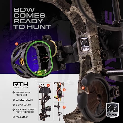 Bear Archery Royale Ready to Hunt Compound Bow - Right Hand Toxic, 12-27" Draw, 5-50 Lbs, 290 FPS