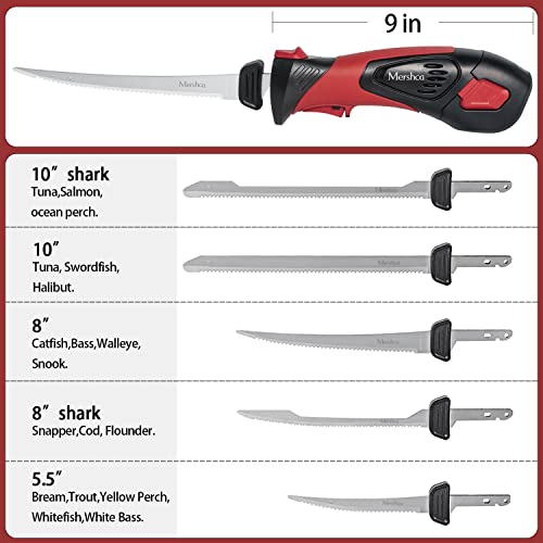 Premium Fish Fillet Knife Set with 5 Ti-Nitride Coated Blades & Storage Bag - Professional Fishing