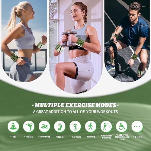 Adjustable Gradient Green Ankle and Wrist Weights Set of 2 - 4lb Pair for Women