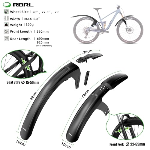 RBRL Bike Fender Set for MTB & E-Bike – Full Coverage Mudguards