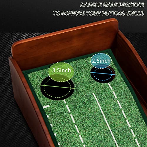 YOUCZON Indoor Golf Putting Green Mat with Dual Holes - Premium Velvet Surface, Portable Practice Aid, Gift for Golfers