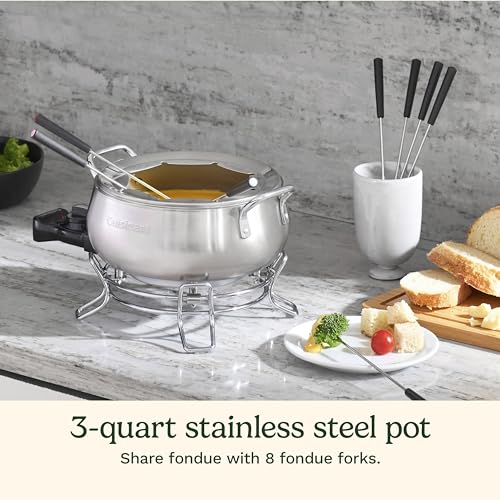Electric Fondue Set with 3-Quart Nonstick Pot & 8 Forks - Adjustable Temperature