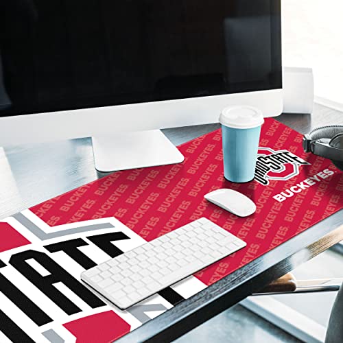 NCAA Ohio State Buckeyes Desk Pad - Official Team Logo & Colors, Large Mouse & Keyboard Mat