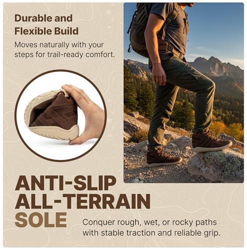 Hike Footwear Canyon Trail Barefoot Hiking Shoes - Wide Toe Box, Zero Drop - Women 8-8.5 / Men 6-6.5, Canyon Brown