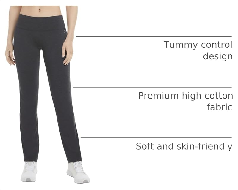 Energy Zone Women’s Cotton Stretch Yoga Pants Charcoal Heather Large
