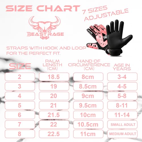 Youth Goalkeeper Gloves Neon Pink Size 5 for Kids 9-12 - Support Grip Football Glove