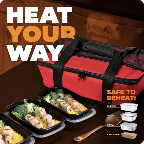 Red Portable Electric Food Warmer & Lunch Box - HOTLOGIC Max Large Food Heater
