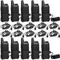 Retevis RT22 Black Walkie Talkies with Earpiece, Compact 2-Way Radios (10 Pack)