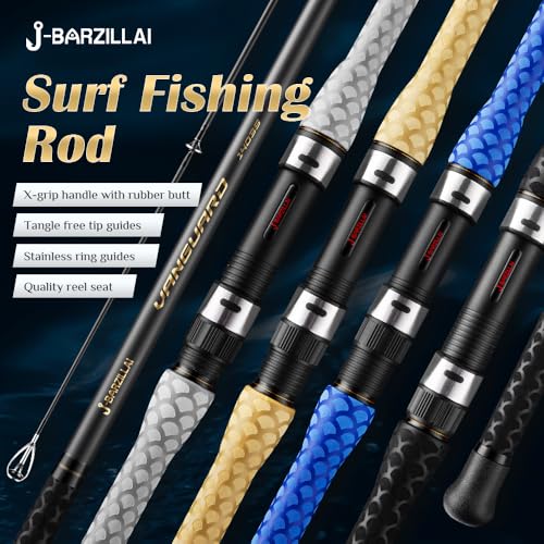 J-BARZILLAI 14ft Yellow Ultra-Light Carbon Spinning Surf Fishing Rod - Saltwater