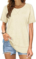 Beimuc Summer Tops for Women - Short Sleeve Crewneck Tunic Shirts with Side Split | Loose Fit