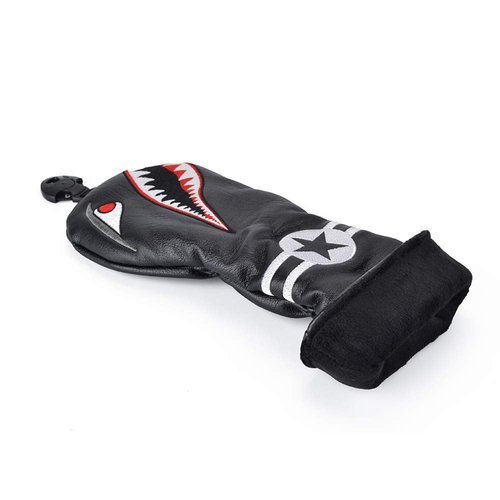 GOOACTION Shark Golf Club Hybrid Head Cover with Creative Cartoon Animal Pattern Synthetic Leather — PU Plush Lining On-Course Protection
