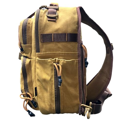 ROARING FIRE Waxed Canvas Sling Bag with Hidden CCW Compartment, MOLLE Outdoor Chest Pack