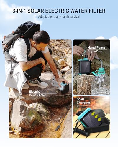 BKLES 3-in-1 Blue Water Filter System for Survival & Emergency Use