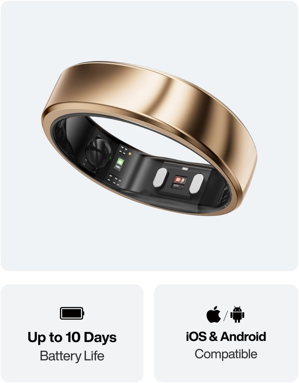 RingConn Gen 2 Air - Ultra-Thin AI Smart Ring with 10-Day Battery Life | Fitness, Sleep, Stress & HR Tracker for All (Size 6, Dune Gold)