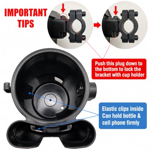 Bike Cup Holder with Phone & Keys - Handlebar Water Bottle Cage for E-Bike Scooter Stroller