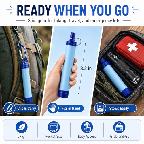 PRIMITIVE LABS 3-Pack Portable Water Filter for Hiking Camping Emergency Survival