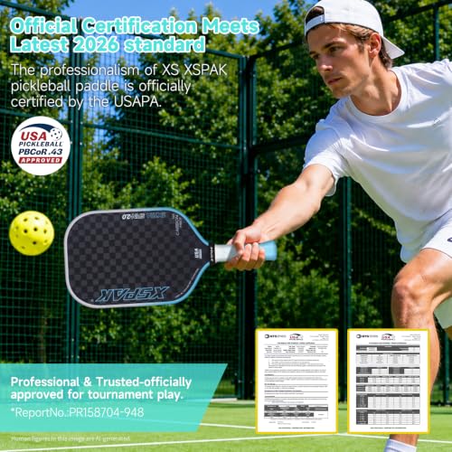 XS XSPAK Blue 12K Carbon Fiber Pickleball Paddle USAPA Approved with Cushion Grip